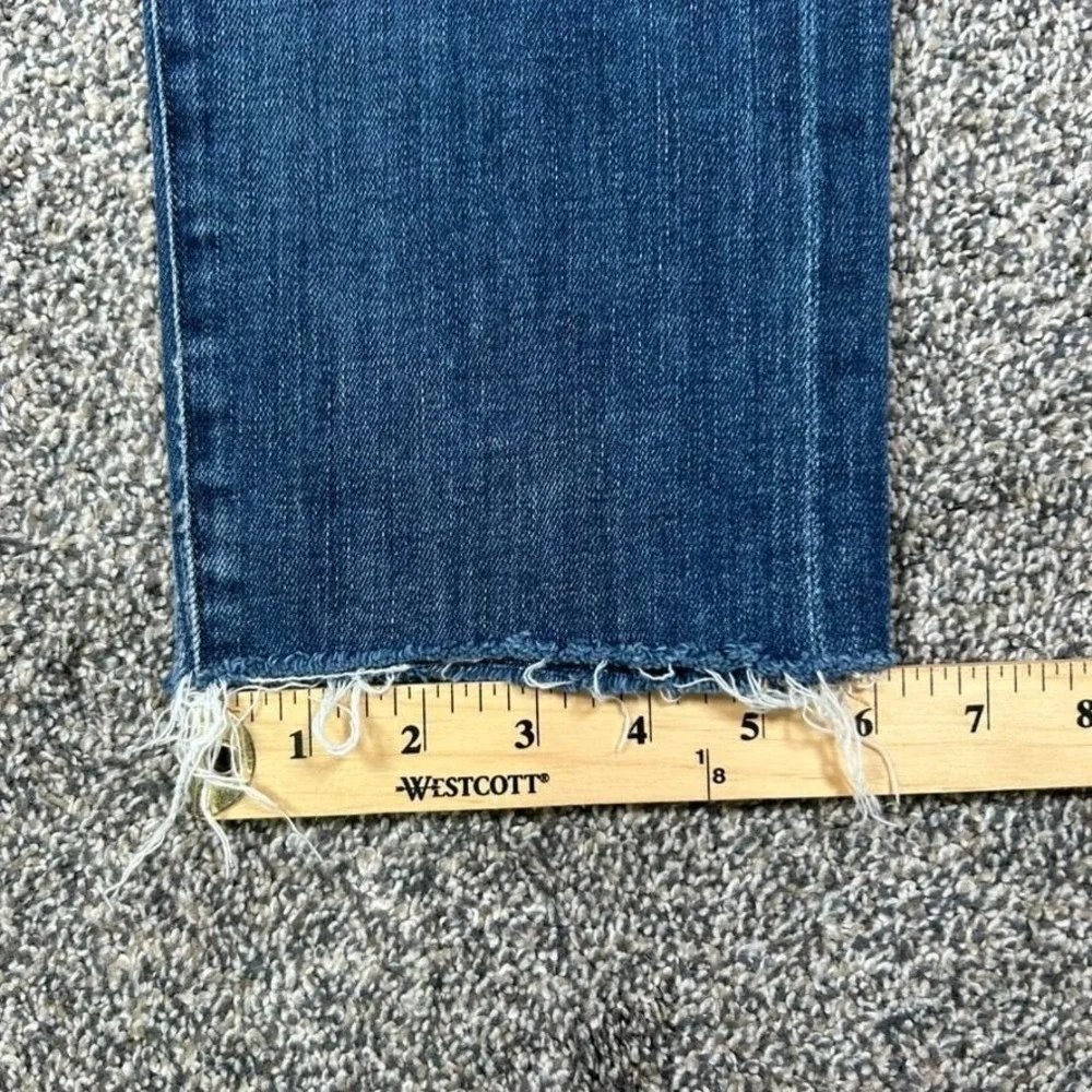 Agolde Isabel Dark Denim Distressed Raw Hem Jeans Womens 24 Straight Leg Fit - Picture 12 of 13